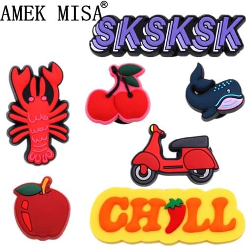 3D Original Crayfish Shoe Chrams Accessories Cute Cherry Apple PVC Shoe Decoration Designer for croc jibz Kids X-mas Party Gifts