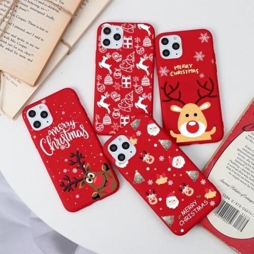 Christmas Cartoon Deer For iPhone 12 Mini 11 Pro Max XS Max X XR Xmas Gift Coque For iPhone 7 8 6 6S Plus 5 SE 2020 Snowman Bags