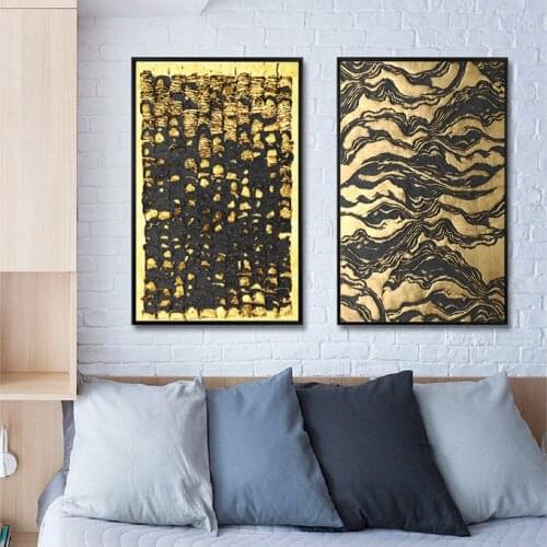 Nordic Luxury Gold Abstract Water Pattern Canvas Print Wall Art Posters Paintings for Living Room Home Decorative Wall Art