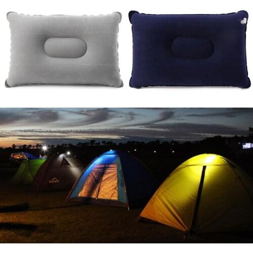 Folding Flocking Air Inflatable Pillow Camping Travel Sleep Cushion Pad new drop ship