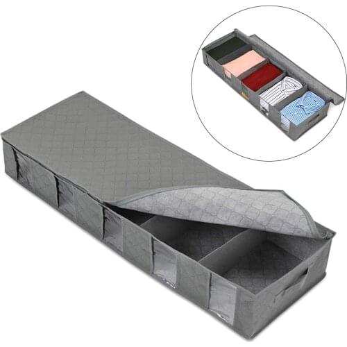 5 Grids Foldable Clothes Storage Boxes Dustproof Large Capacity Under Bed Storage Bag Home Wardrobe Organizer Clothing Rangement