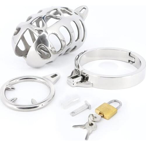 Stop Masturbation Padlock Chastity Device Cock Cage Adult Sex Male Metal Penis Ring Delay Ejaculation BDSM Adult Sex Toy for Men