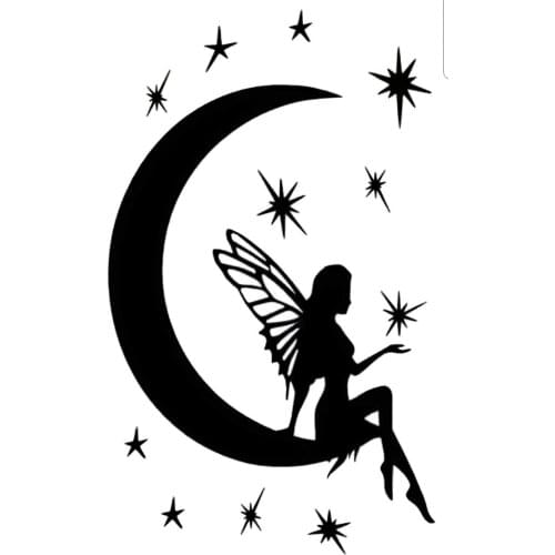 Creative Decals Fairy Moon Stars Vinyl Decal Car Sticker for Star Car Wine Bottle Case Glass Box Frame,15cm*9cm