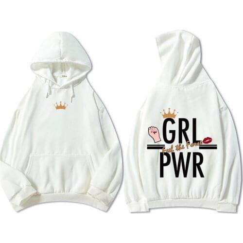 Hoodies Women Vintage Pocket Crown Printed Girls Oversized Hoodie Sweatshirts Warm Cotton Hooded Pullover Coat Sudaderas Top