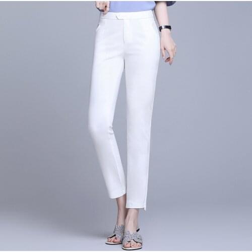 2020 Summer Women Pants Casual Solid Spring Summer Cotton Linen Lady Ankle -Length Trousers Pants
