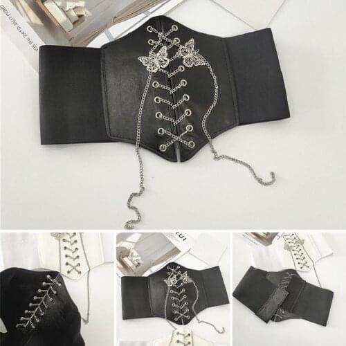 Women Sexy Corset Underbust Gothic Butterfly Chain Curve Shaper Modeling Strap Slimming Waist Belt Chain Lace Corsets Bustiers
