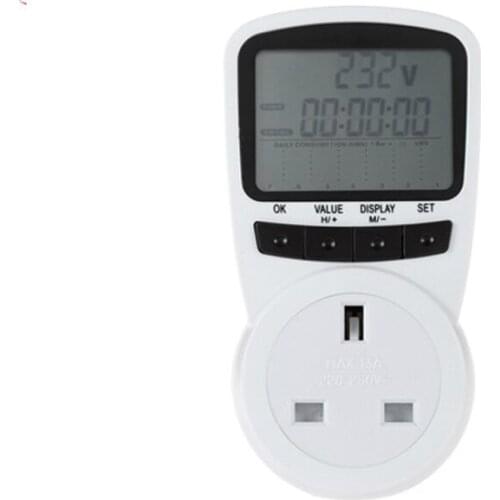 LCD UK Plug Socket Energy Meter Electricity Watt Voltage Amps Usage Frequency Monitor Analyzer Power Manage