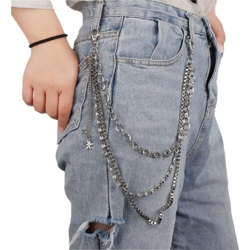 1PC Pants Key Chain Star Tassel Wallet Chain Punk Rivet Gothic Metal Keychain Hip-hop Rock Style Women Men Fashion Accessories