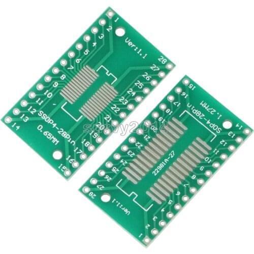 10PCS SSOP28 SOP28 TSSOP28 to DIP28 Adapter Converter PCB Board 0.65MM 1.27MM NEW