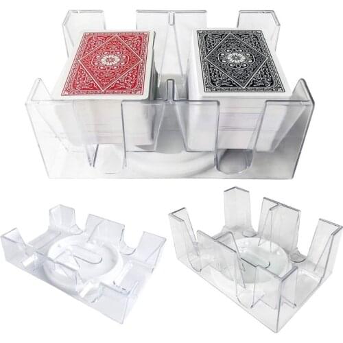 2/6 Deck Transparent Poker Card Box PC Playing Card Stand with Rotating Tray Casino Party Board Game Props