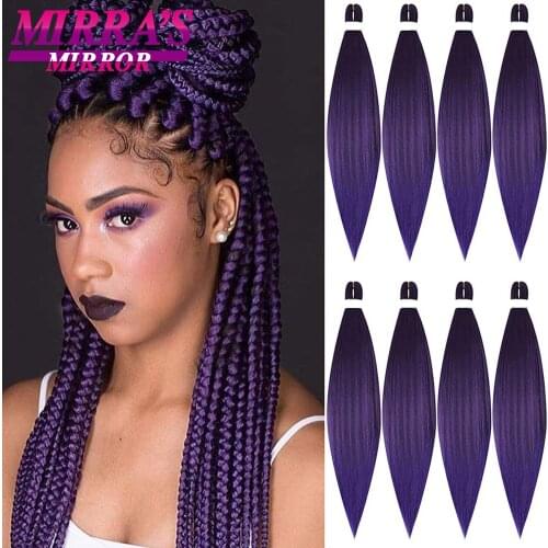Mirras Mirror Synthetic Braiding Hair Extensions Easy Jumbo Braids 26/20Inch Purple Pre Stretched Hair Hot Water Hair 3/6/8 Pcs