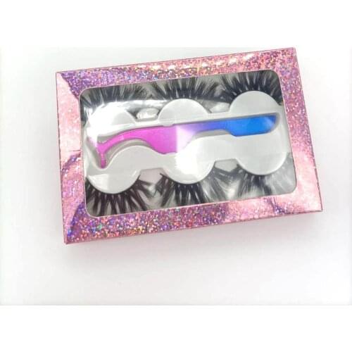 3 pairs strip mink lashes tweezer wholesale lash book mink eyelashes soft hand made 3 pairs lash book false eyalshes