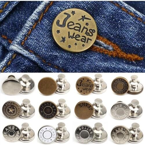 5Pcs Snap Buttons For Clothing Jeans Metal Snap Fastener Adjustable Self Increase Reduce Waist Free Nail Twist Sewing Buttons