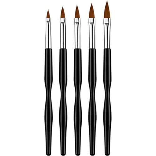 5pcs Black Crystal Carved Nail Pen Set UV Gel Carving Powder DIY Brush Art Liquid Nail Pen Drawing Beauty Brush U2F6
