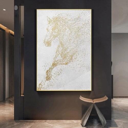 Abstract Golden Horse Posters and Prints Canvas Paintings Wall Art Pictures for Living Room Office Modern Home Decor Cuadros