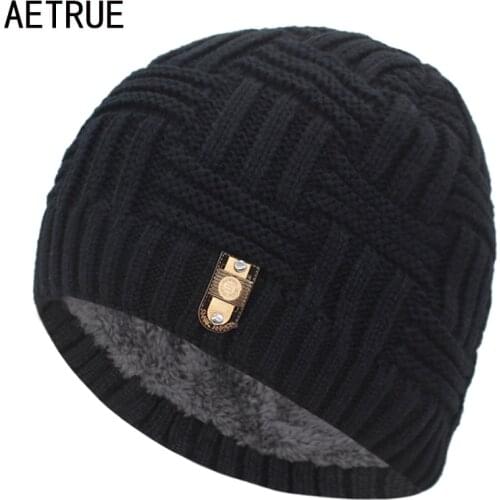 AETRUE Brand Skullies Beaines Knitted Hat Men Winter Hats For Women Men Fashion Bonnet Mask Warm Thick Fur Cap Male Beanie Hat