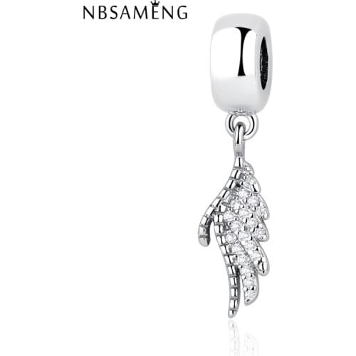 Authentic 100% 925 Sterling Silver Bead Charm Gilded Feather Pendant Beads Fits Bracelets & Bangles Necklace DIY Jewelry