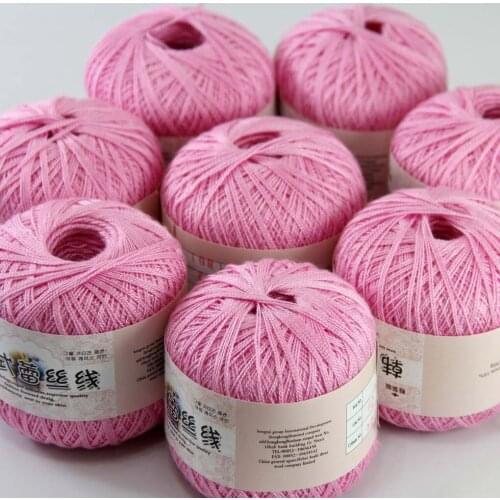 Free Shipping 8Balls X50g New Soft Hand Knitting High Quality 100% Cotton Crocheted Yarn HotPink 16102