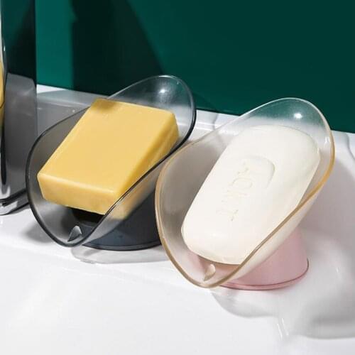 Soap Holder Leaf-Shape Soap Dish Case with Drain Bathroom Soap Storage Box Tray Rack Bathroom Organizer Drainage Plastic Box