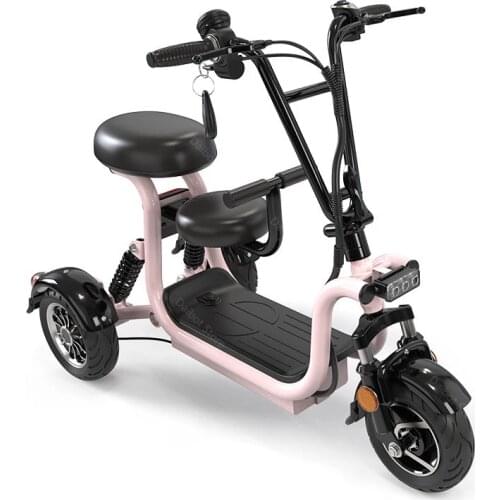 Three Wheesl Electric Scooters Adults Electrtic Bicycles 30AH 70KM 400W 48V Electric Bicycle For Women Mini e Bike White/Black