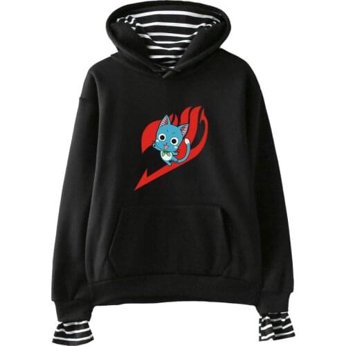 Fairy Tail Fake Two Pieces fleece Hoodie slim fit Pullovers anime Hoodies plus size Top Harajuku hooded Sweatshirt