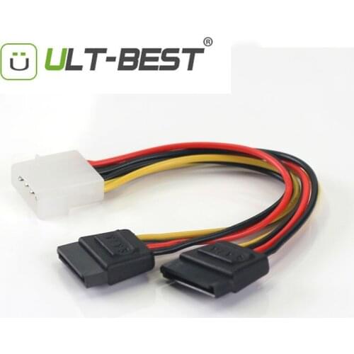 ULT-Best 6PCS SATA Power Cable Splitter Molex 4pin to Serial ATA 15pin x 2 Male Female Y Hard Drive Cables 15CM