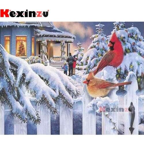 Kexinzu Full 5D DIY Square/Round Drill Diamond Painting "Snow bird" 3d Embroidery Mosaic Cross Stitch Decor Gift X5466