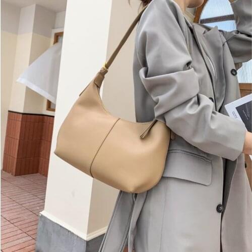 Korean Brand Designer Genuine Leather Womens Armpit Bag Fashion Shoulder Bag Cowhide Crossbody Bags for Girls Black Blue