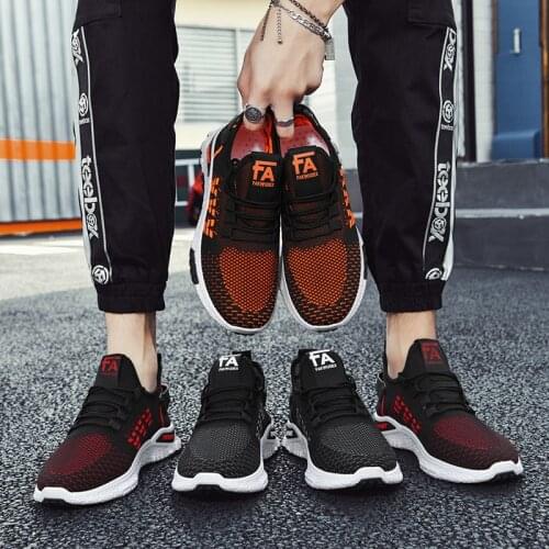 Student casual shoes Korean trend running shoes breathable flying woven sports shoes 2021 spring new mens shoes