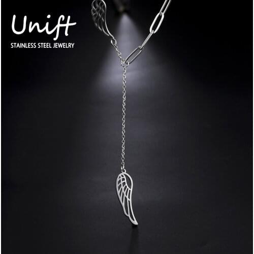 Unift Trendy Angel Wings Necklace for Women Men Feather Pendant Necklace Vintage Jewelry Freedom Hope Choker Accessories Gifts