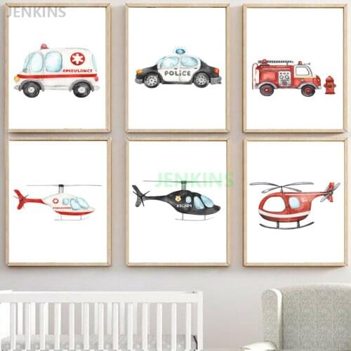 Cartoon Wall Art Canvas Painting Nordic Boy Car Print Nursery Canvas Poster One Piece Wall Pictures Kids Room Home Decor Jenkins