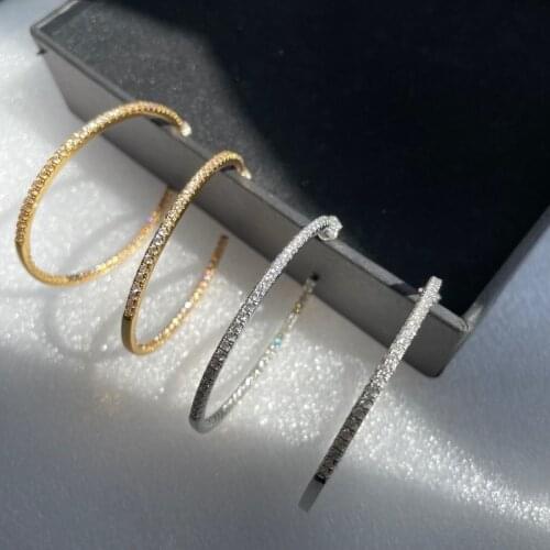 Exaggerated personality Diamond Pendant C-shaped big earrings high sense diamond ring earrings earrings