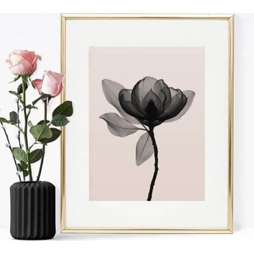 Simple Black Lotus Canvas Painting Flower Art Poster Home Decoration For Living Room Bedroom Background Wall Hanging Frameless