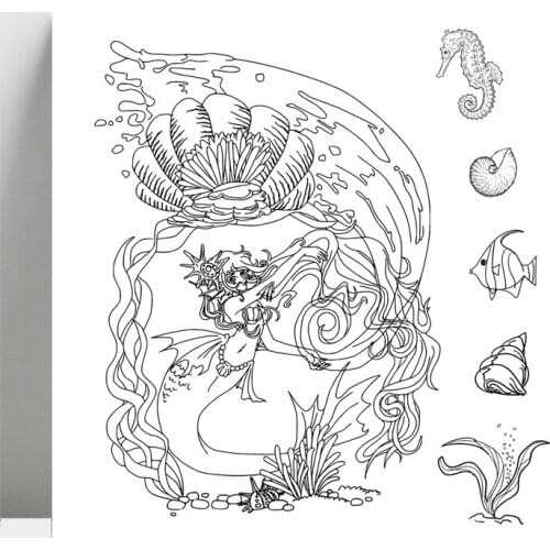 AZSG Mermaid Goddess Clear Stamps For DIY Scrapbooking/Card Making/Album Decorative Silicone Stamp Crafts