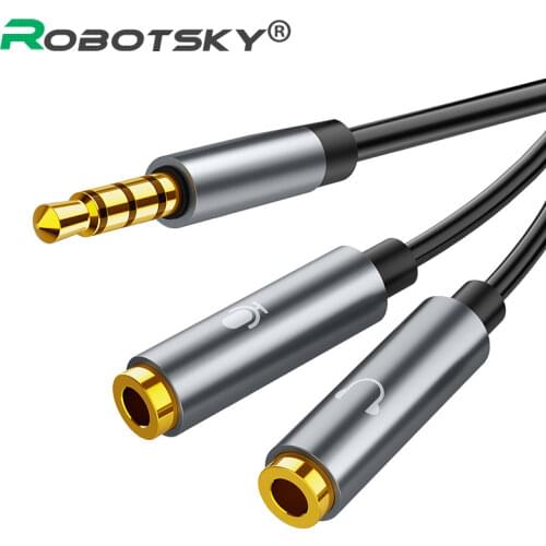 3.5mm Audio Splitter Cable Jack 3.5mm Headphone 1 Male to 2 Female Mic Y Splitter AUX Cable Splitter Adapter for Computer