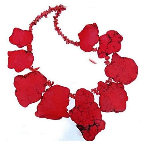Rare Huge ! 18inches Huge Red Nugget Tur-quoises Gem-stone Necklace,Perfect Wedding Birthday Women Gift Jewelry