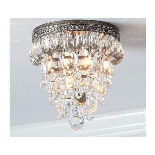 European style palace luxury crystal ceiling light grape string crystal living room bedroom ceiling lamp 5001
