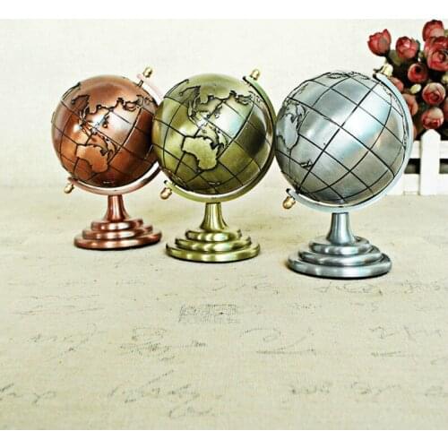 Alloy Globe World Map Home Desk Decoration Model Home Living Room Wine Cabinet Decorative Ornaments Gift