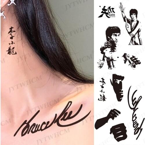 Clavicle Letters Tattoo Sticker Fake Sleeve Kung Fu Eagle Wing Flash Hand Arm Middle Size Art Tattoos Stickers For Boy Women Men