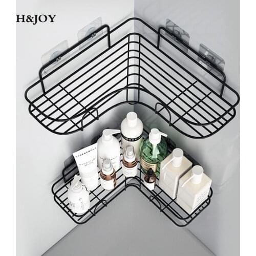 Corner Frame Iron Bathroom Shelf Organizer Shelves Shower Caddy Storage Rack Shampoo Holder For Bathroom Accessories H&JOY