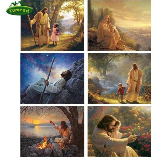 YUMEART 5D DIY Diamond Painting Jesus and Child Religious Savior Cross Stitch Diamond Embroidery Rhinestone Wall Sticker Decor