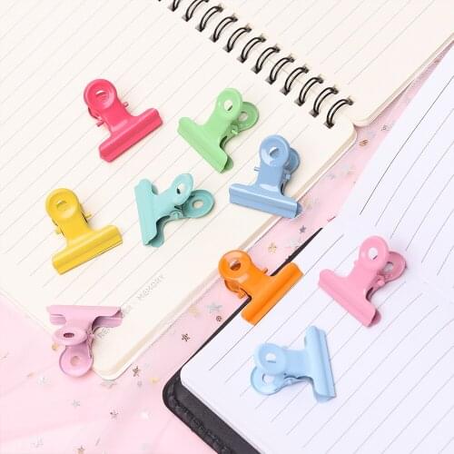 2Pcs Baking Lacquer Candy Color Round Metal Clip Paint Color Folder Note Letter Paper Document Binder Clip School Office Supply