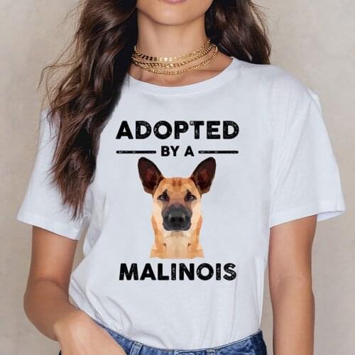 Tops T Shirt Women Malinois Adopted Men Women Comic Inscriptions Cotton Female Shirt