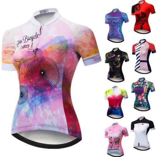 Weimostar Retro Cycling Jersey Women Summer Bicycle Shirt Anti-UV MTB Bike Jersey Pro Team Bicycle Clothing Road Cycling Wear