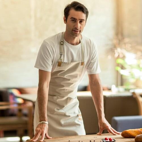 Home Kitchen Women Apron Fashion Waterproof Oilproof Strap Waist Overalls Black apron