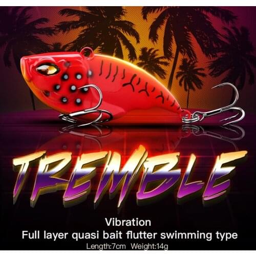 1Pcs Fishing Lure Sinking VIB Vibration Hard Baits Treble Hook 6 Colors Lipless Crank Bait Plastic Artificial VIB Bait