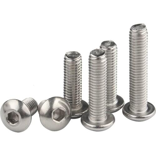 10/50pcs M1.6 M2 M2.5 M3 M4 M5 M6 M8 304 A2-70 Stainless Steel ISO7380 Hexagon Hex Socket Head Button Allen Bolt Screw L=2-100mm