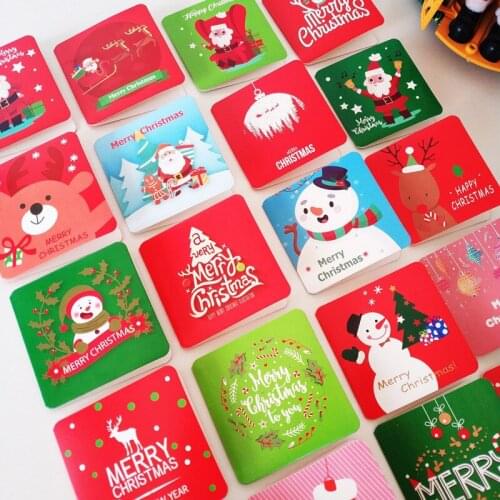 100PCS merry christmas series Mini Greeting Cards Santa Claus Message Card Christmas Tree Blessing Cardchrismas
