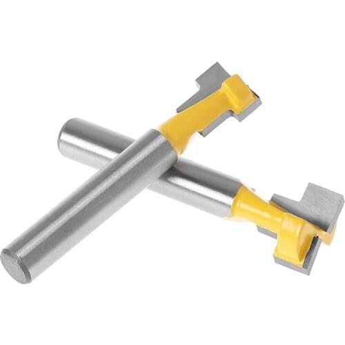 2 Pcs 1/4'' Shank Yellow T-Slot Cutter Router Bit Set for 3/8'' & 1/2'' Hex Bolt