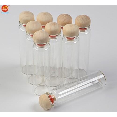 20ml Glass Bottles with Hardwood Cap Cute Glass Bottles Jars Crafts for Wedding Gift Home Decor Jars 100pcs